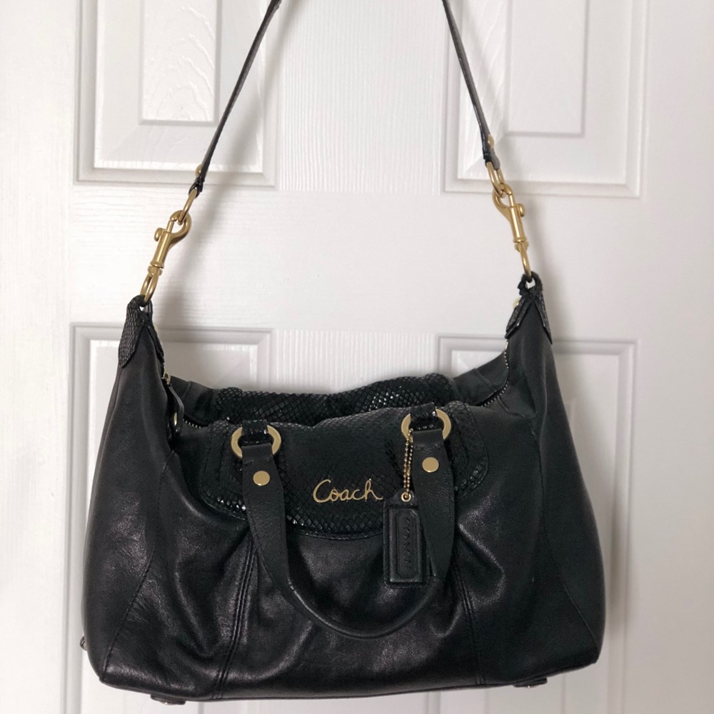 COACH Ashley Embossed Snakeskin Satchel